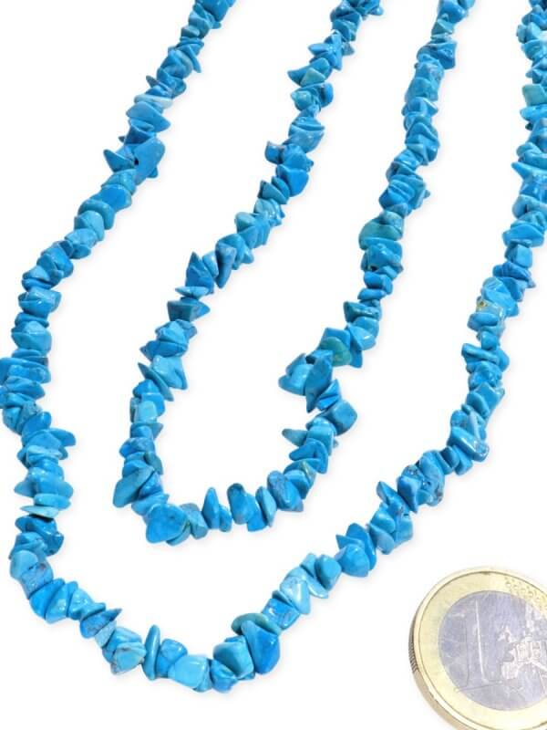 Magnesite blue colored, chips necklace