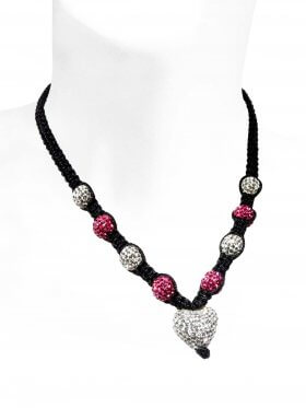 Dirndl Halskette mit Strass-Keramik-Perlen, längenverstellbar