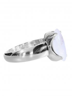 Regenbogenmondstein aus Indien, Ring facettiert Gr. 54 in 925 Silber, Unikat