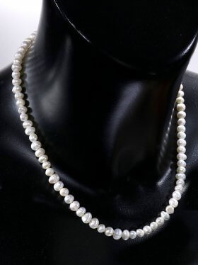 Perle barock, Kette mit 925 Silber Karabinerverschluß, Länge 43 cm, ø 5 - 6 mm