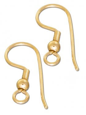 Ohrhänger (Fischhaken) mit Kugel und Spirale, 925 vergoldet