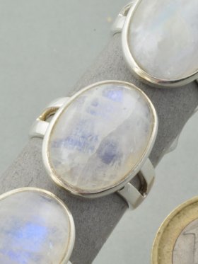 Regenbogen Mondstein, Ring, verstellbar, verschiedene Größen, 925 Silber