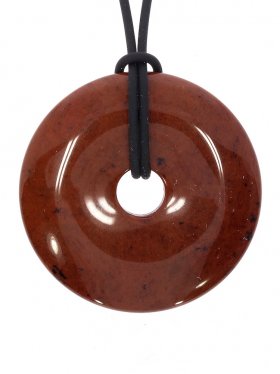 Mahagoniobsidian Donut ø 40 mm mit schwarzem Lederband