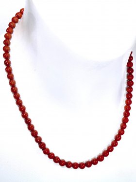 Jaspis (rot) Halskette Kugel ø 6 mm, Karabinerverschluss, 925 Silber, Länge 42 cm