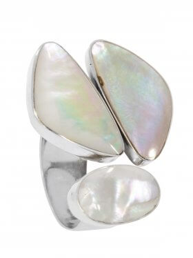 Perlmutt weiß, Ring offen in verschiedenen Größen 925 Silber, 1 St.