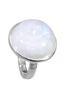 Regenbogenmondstein aus Indien, Ring Gr. 59 in 925 Silber, Unikat