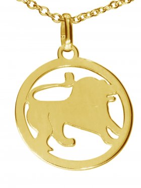 Löwe, Sternzeichen Anhänger small mit Öse, 925 Silber vergoldet