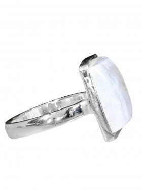 Regenbogenmondstein aus Indien, Ring Gr. 59 in 925 Silber, Unikat