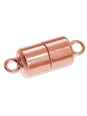 Magnetverschluss Zylinder ø 6 mm mit großer Öse, 925 rosèvergoldet 