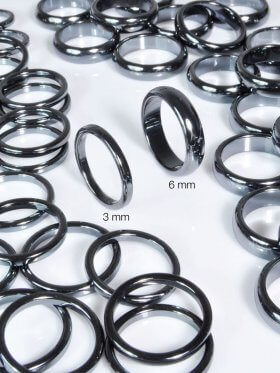 Hämatit, Ring, Breite 3 oder 6 mm, verschiedene Ringgrößen