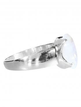 Regenbogenmondstein aus Indien, Ring facettiert Gr. 57 in 925 Silber, Unikat