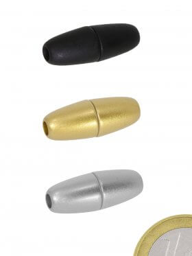 Magnetverschluss Kunststoff "Olive" ø 8 / L 22 mm für Band ø 3 mm in verschiedenen Farben, 3 St.
