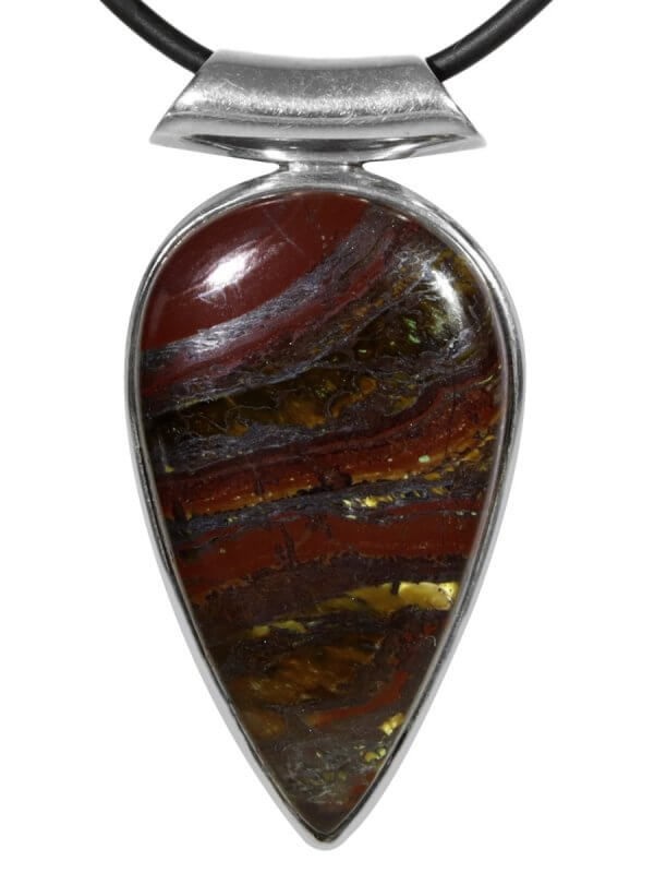 Tigeriron from South Africa, pendant set in silver with tube, unique