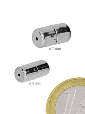 Magnetverschluss Zylinder ø 6 / 13 mm, 925 Silber rhodiniert - VE 1 St.
