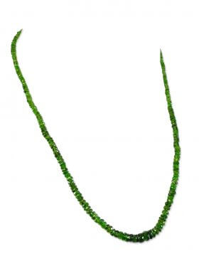 Chromdiopsid facettiert in Linsenform 3-5 mm, Halskette mit Karabinerverschluss aus 925 Silber, Länge ca. 45 cm