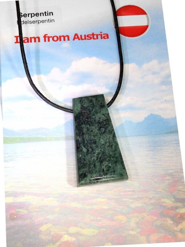 Serpentine from Tyrol, drilled pendant - I am from Austria