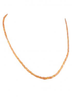 Padparadscha-Saphir in Linsenform ca. 3 mm, Halskette mit Karabinerverschluss aus 925 Silber, Länge ca. 43 cm, 1 St.