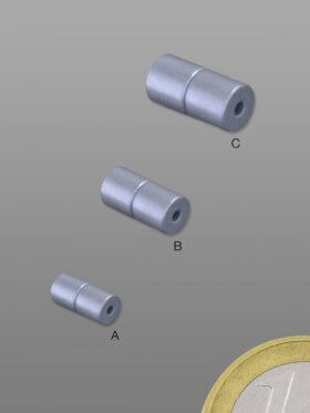 Magnetverschluss Zylinder, Kunststoff chrom, verschiedene Größen, VE 5 St.