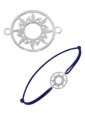 Symbolarmband Anker mini an Elastikband in verschiedenen Farben, 925 Silber rhodiniert
