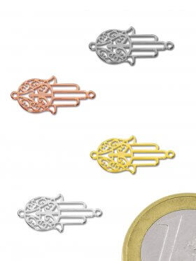 Fatimas Hand mini (10 mm) mit 2 Ösen, 925 Silber (silber, rhodiniert, vergoldet, rosévergoldet), 3 St.