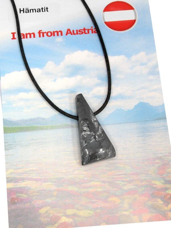 Hematite from Lower Austria, drilled pendant - I am from Austria