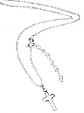 Kreuz (small ø 15 mm) -  Ankerkette mit Verlängerungskette, Länge 38+5 cm, 925 Silber
