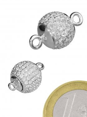 Magnet - Steckverschluss mit Zirkon, 925 Silber