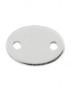 Stempelplättchen oval 10/7 mm, mit zwei Löchern ohne 925 Stempel, 925 Silber