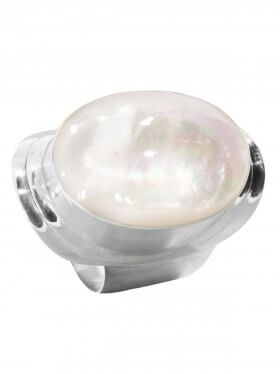 Perlmutt weiß, Ring 925 Silber, Größe 57, 1 St.