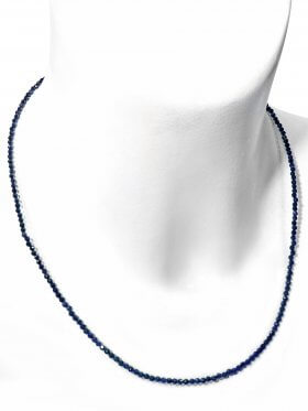 Saphir Halskette Kugel facettiert 2 - 3 mm, L 47+4 cm