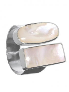 Perlmutt weiss aus den Philippinen, Ring Größe 54, 925 Silber, 1 St.