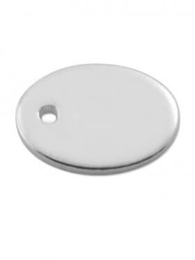 Stempelplättchen oval 10/7 mm, mit einem Loch ohne 925 Stempel, 925 Silber