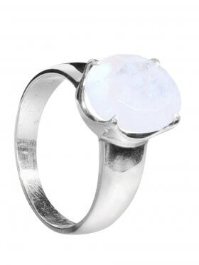 Regenbogenmondstein aus Indien, Ring facettiert Gr. 57 in 925 Silber, Unikat